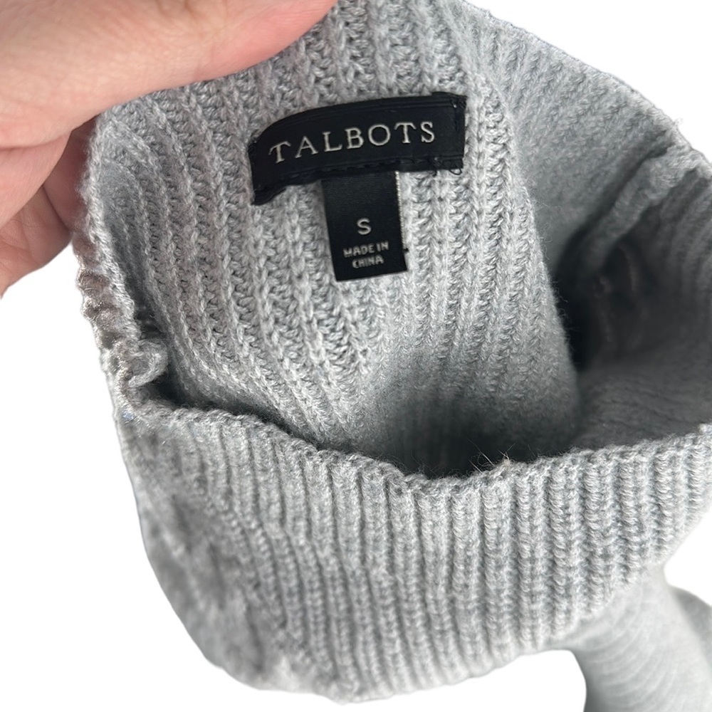 Talbots cable knit sweater wool blend warm cozy cabin cottage minimalist sz sm - Picture 5 of 8